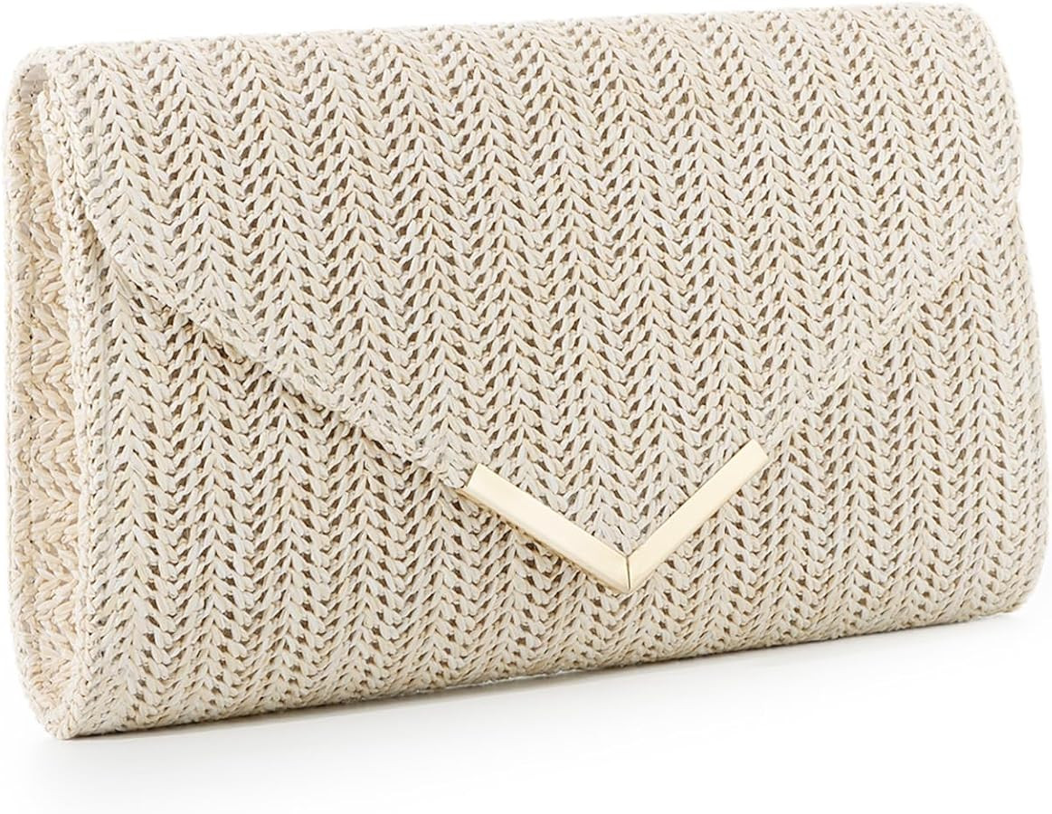 Straw Clutch Purse Raffia Rattan Summer Evening Bag Woven Beach Handbags for Women Wedding Vacati... | Amazon (US)