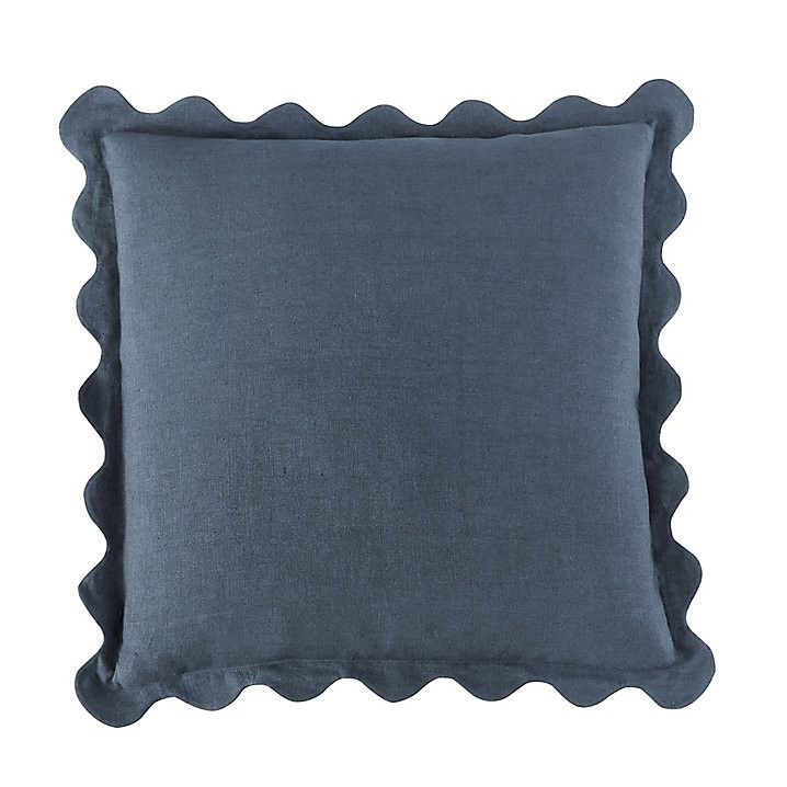 Rue Scalloped Linen Pillow Cover with Hand Finished Edges & Hidden Zipper | Ballard Designs, Inc.