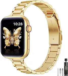 WFEAGL Thin Metal Bands Compatible with Apple Watch Band 42mm (Series 11 10) 41mm 40mm 38mm for W... | Amazon (US)