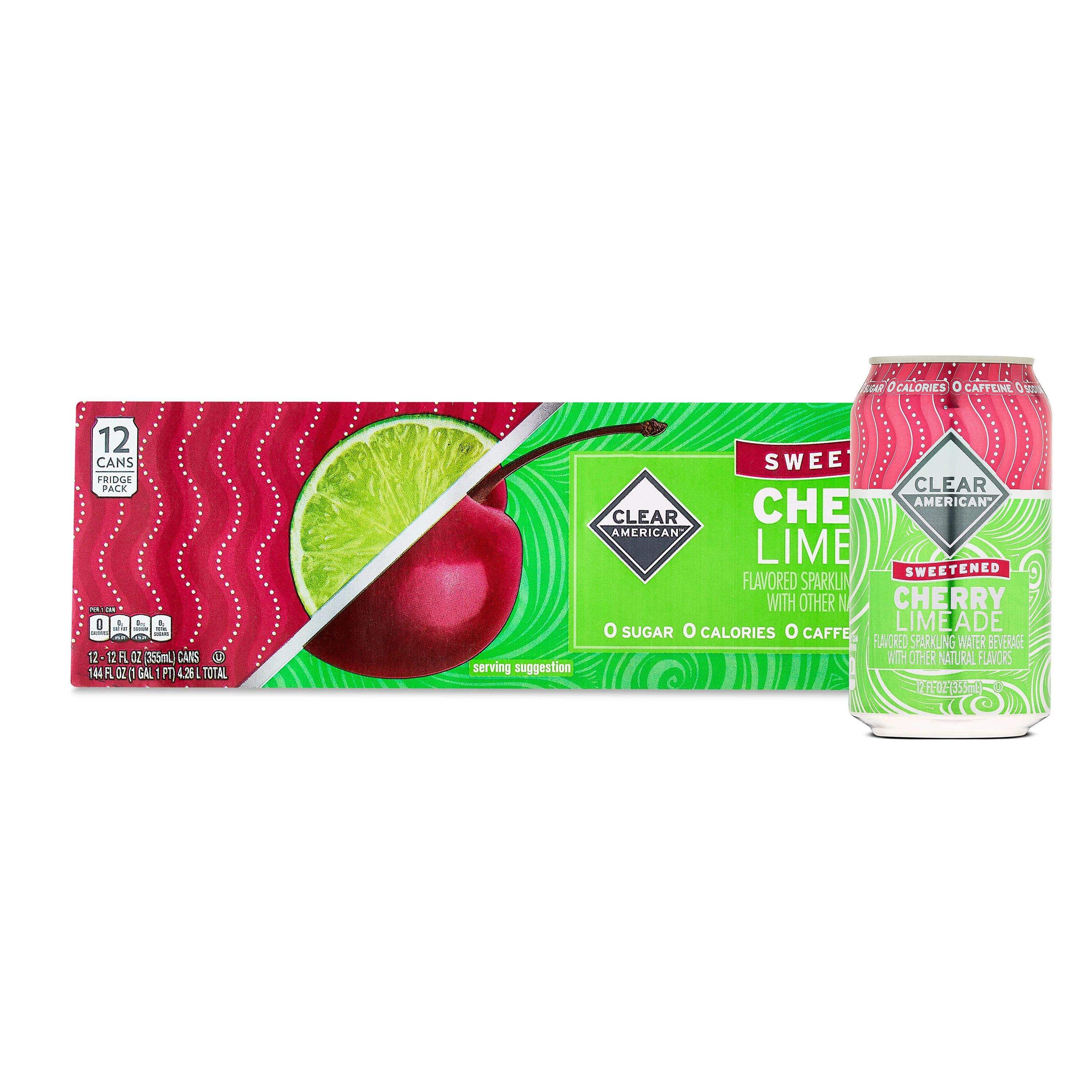 Clear American Cherry Limeade Sparkling Water, 12 fl oz, 12 Count | Walmart (US)