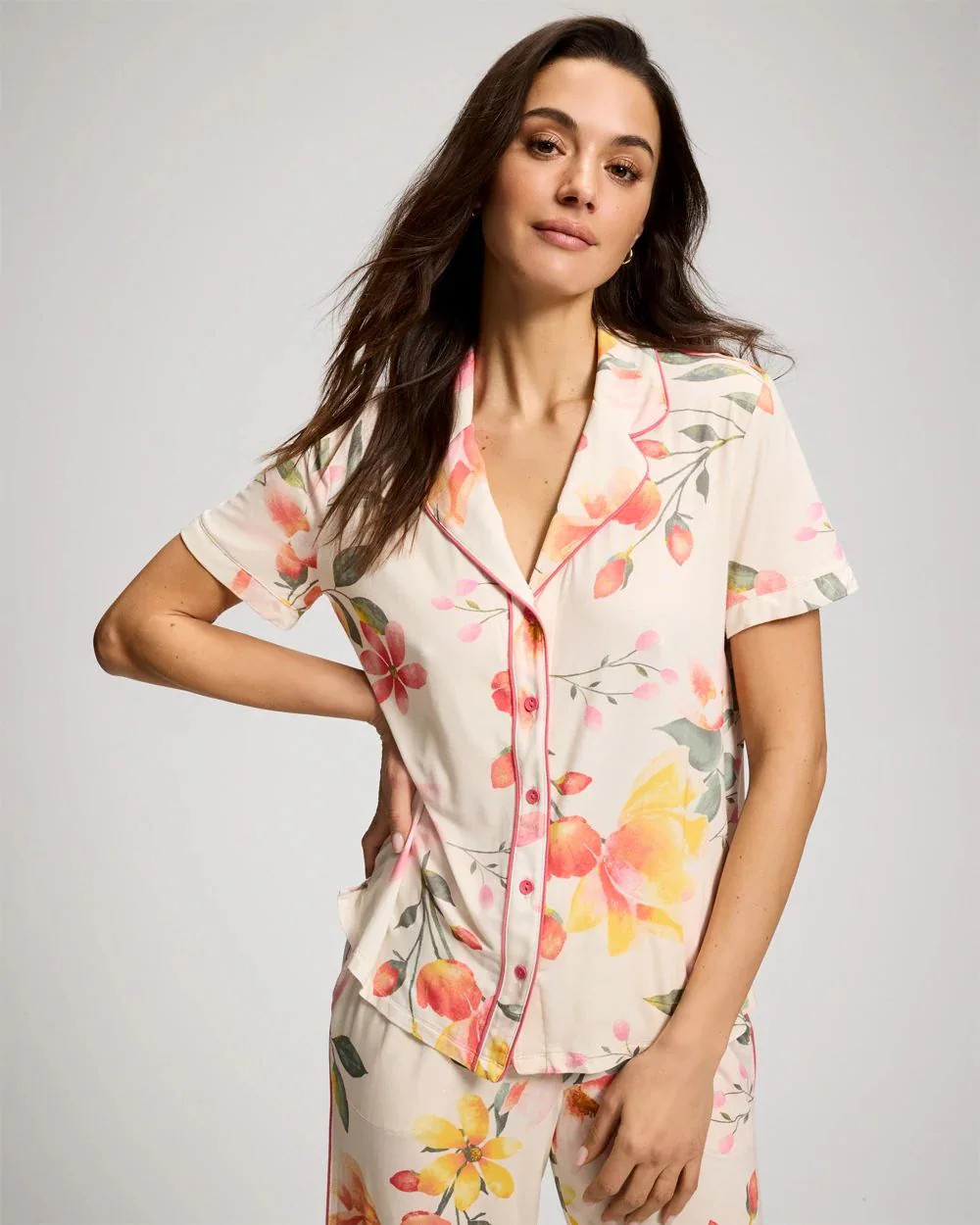 Short Sleeve Notch Collar Pajama Top | Soma | SOMA