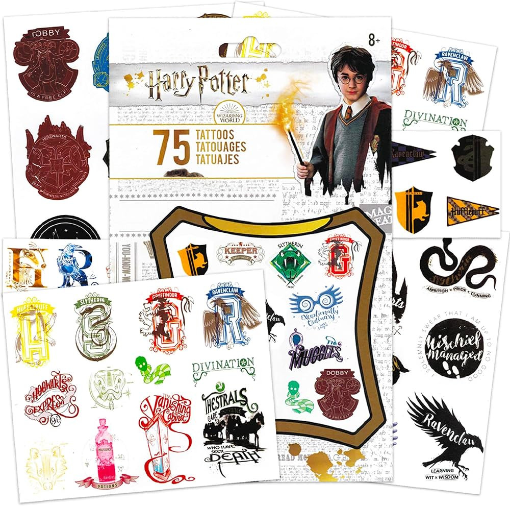 Harry Potter Tattoos for Kids Party Favors Bundle ~ 75 Ct Harry Potter Temporary Tattoos for Adul... | Amazon (US)