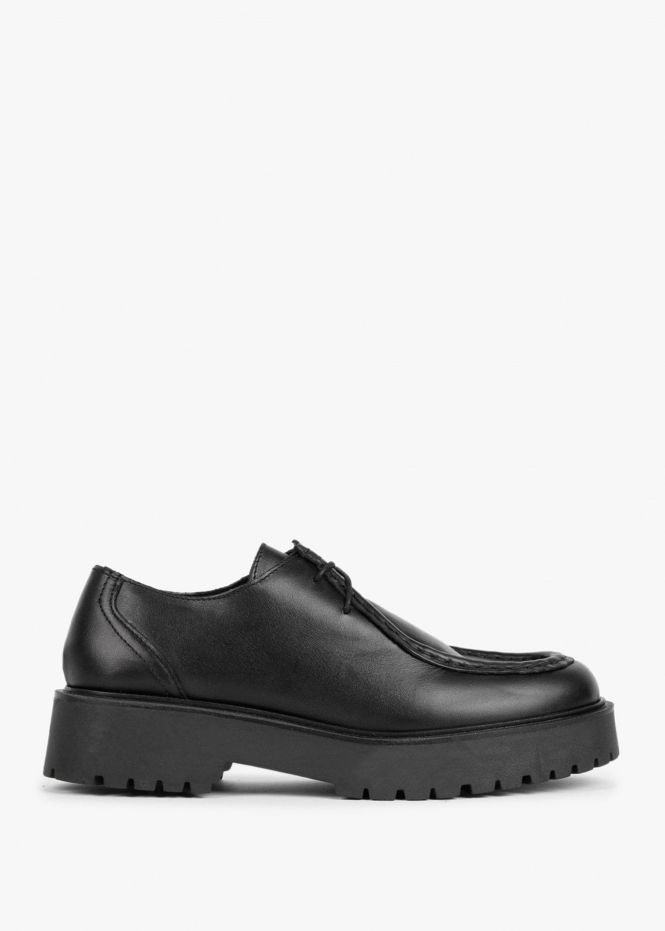 Lally Black Leather Lace Up Wallabee Shoes | Daniel Footwear (UK)