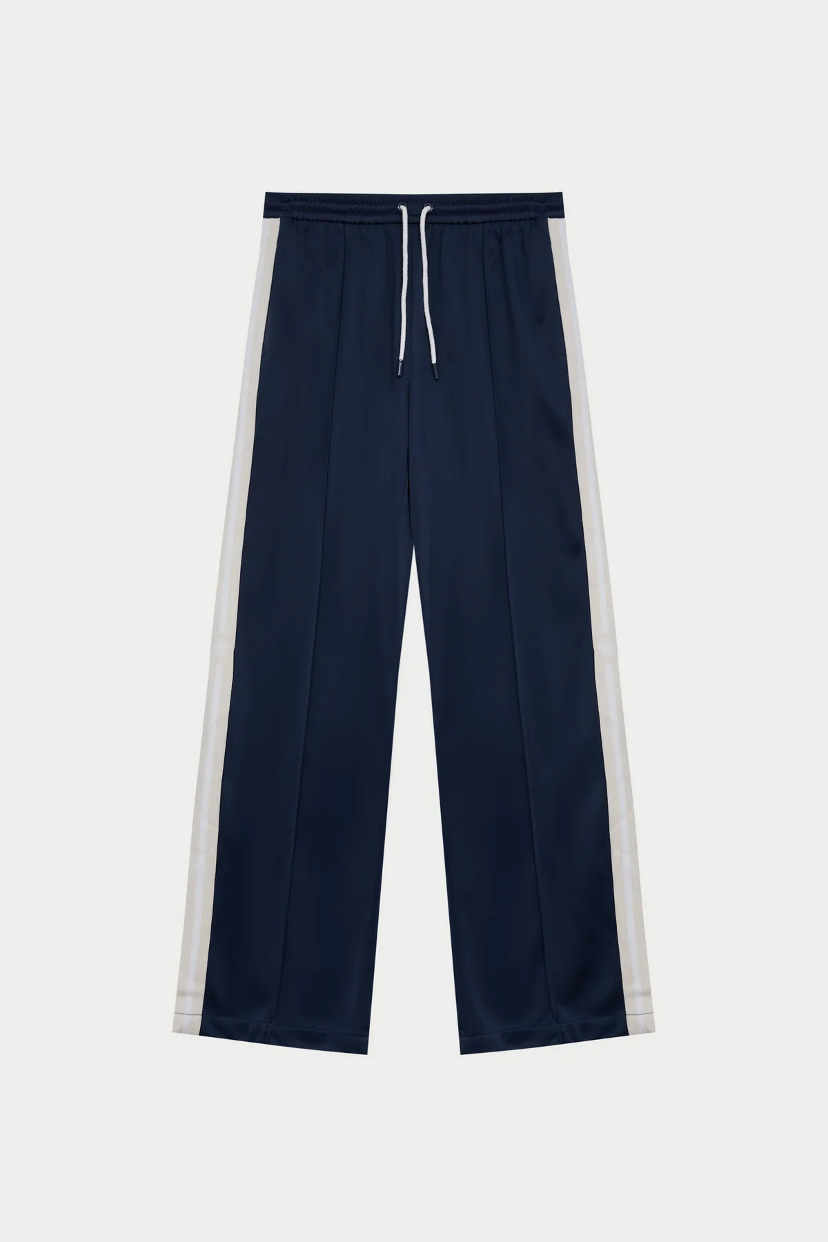 SIDE STRIPE WIDE LEG JOGGERS - NAVY | The Couture Club