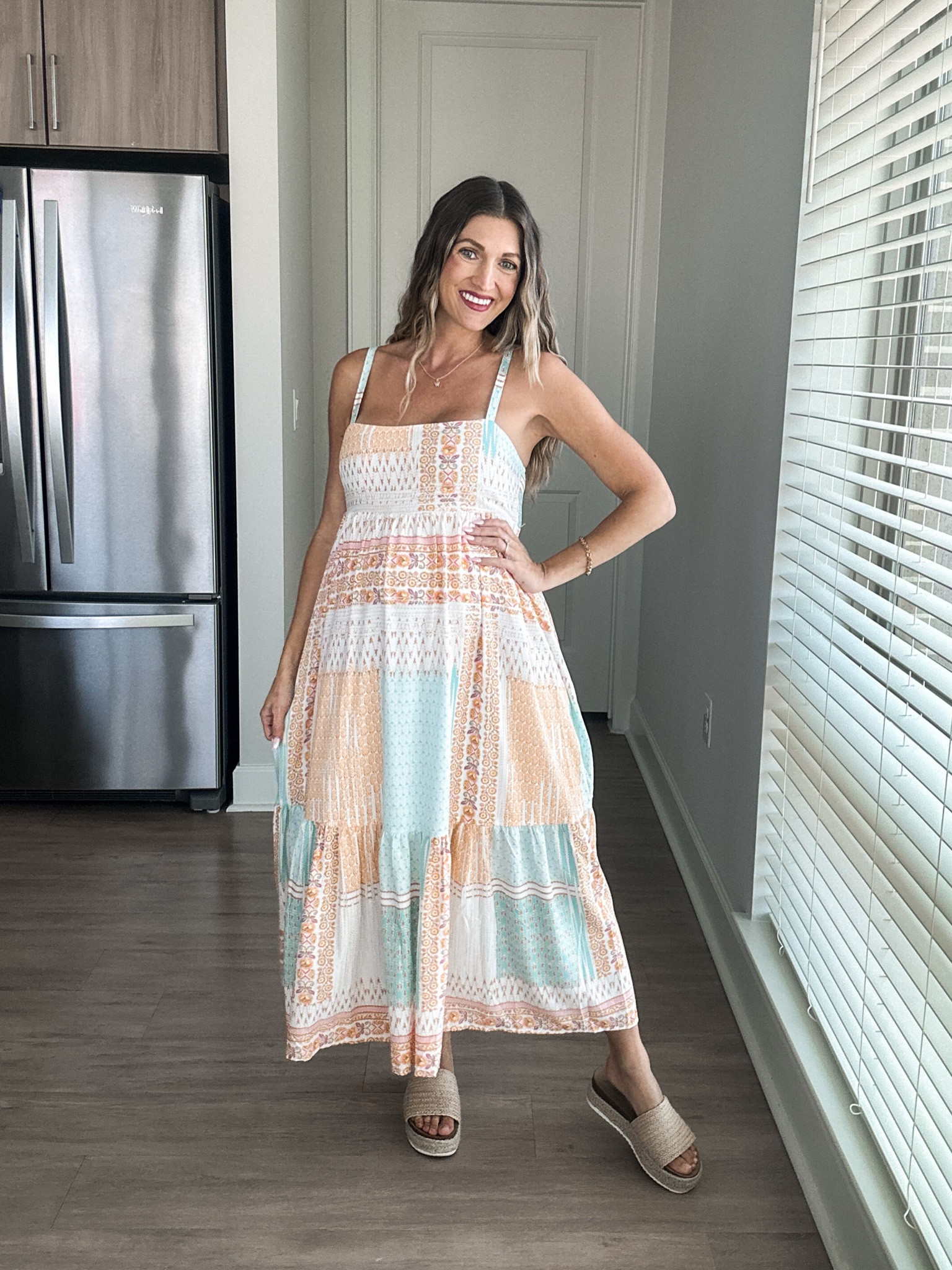 Print maxi dress. Wearing size small with platform sandals
5’2

#LTKstyletip #LTKbump #LTKunder100
