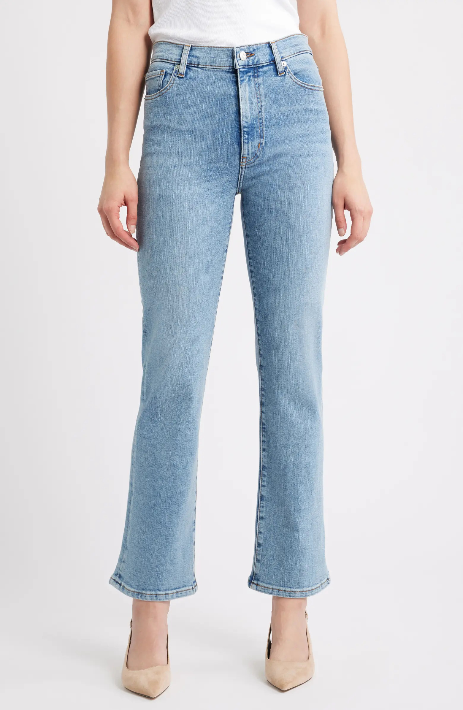 Le Sleek High Waist Ankle Straight Leg Jeans | Nordstrom