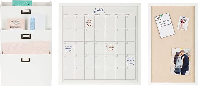 Gallery Solutions 3-Piece Wall Organizer Command Center Set with Storage and Monthly Calendar, Wh... | Amazon (US)