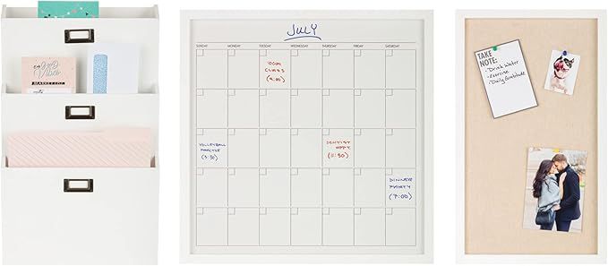 Gallery Solutions 3-Piece Wall Organizer Command Center Set with Storage and Monthly Calendar, Wh... | Amazon (US)