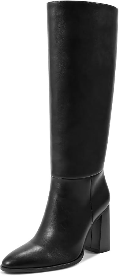 wetkiss Knee High Boots Women with No Zipper Slip On Boots for Work Date Dress Party Club Shoes | Amazon (US)