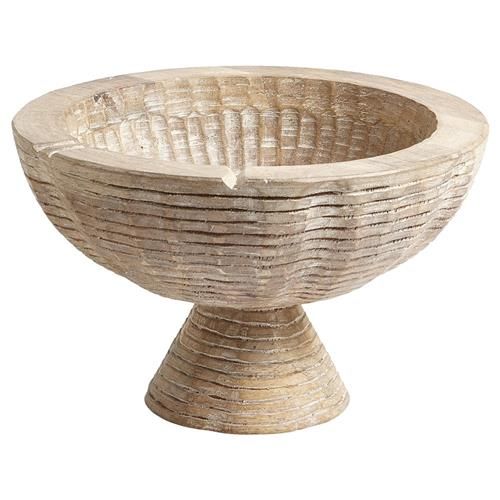 Open Box Lemieux Et Cie by Global Views Bovet Grey Blonde Mango Wood Footed Bowl | Kathy Kuo Home
