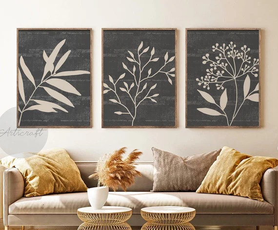 Neutral Botanical Print Set of 3 Minimal Abstract Botanical - Etsy | Etsy (US)
