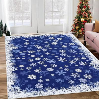 Christmas Area Rug Xmas Snowflake Accent Rug Holiday Decorative Soft Carpet, 4'x6' | Target