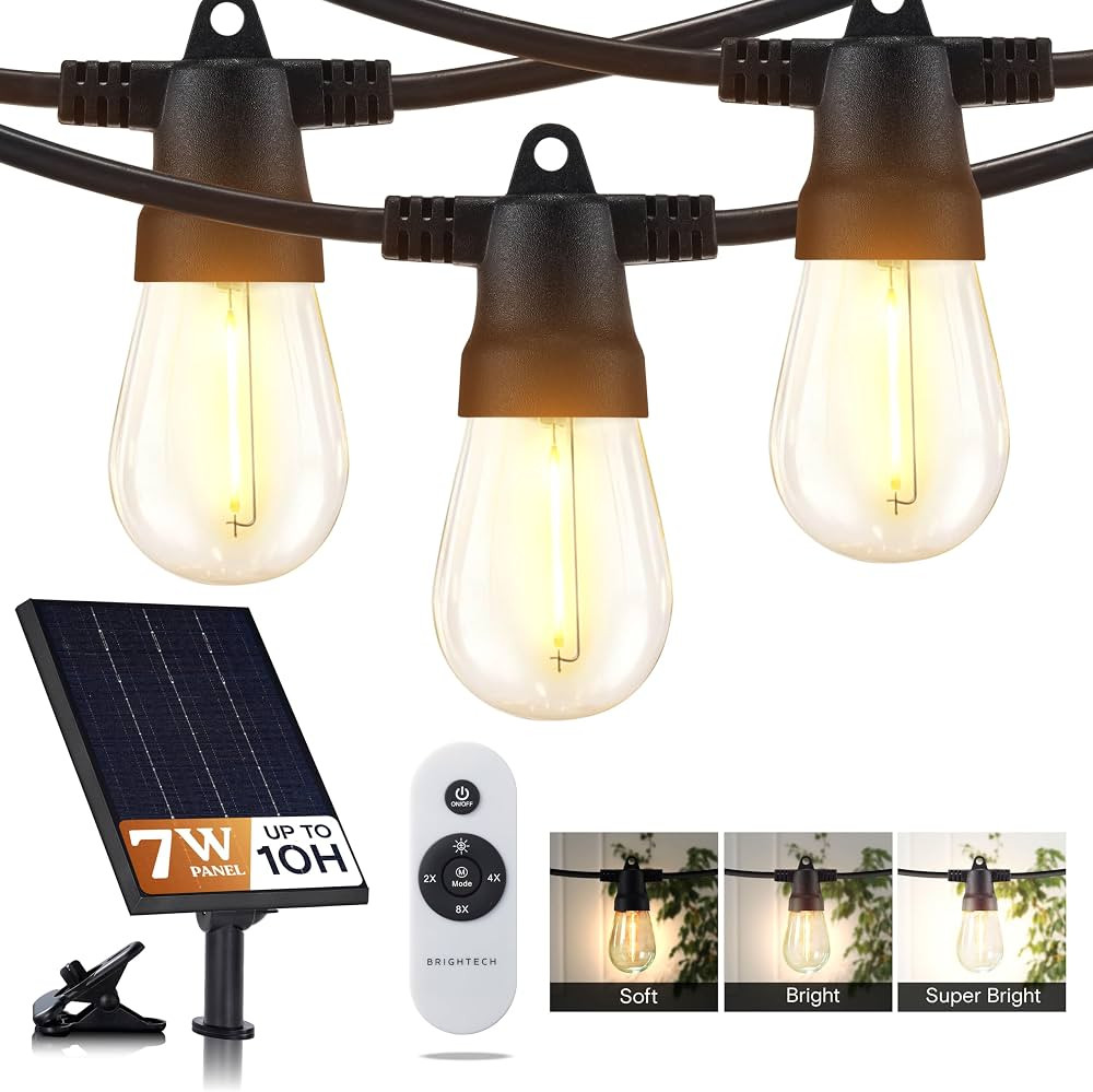 Brightech 104 (93+11) FT Ambience Pro Solar Powered Outdoor LED String Lights - Waterproof Remote... | Amazon (US)