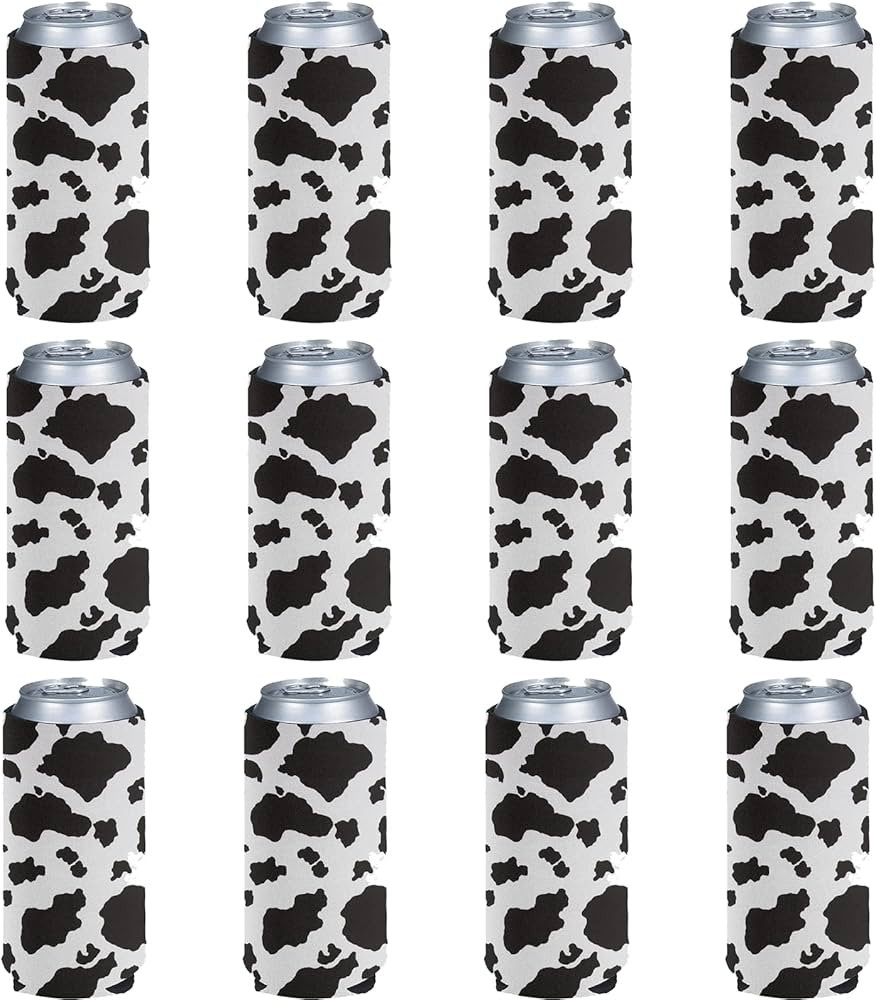 FUSURIRE Black and White Cow Print Slim Beer Can Sleeves Neoprene Can Cooler Covers Insulator Sle... | Amazon (US)