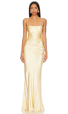 Shona Joy La Lune Lace Back Maxi Dress in Lemon from Revolve.com | Revolve Clothing (Global)