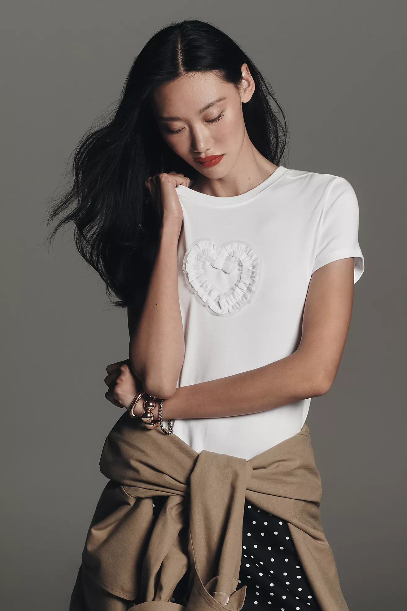 Maeve Heart Ruffle Tee | Anthropologie (US)