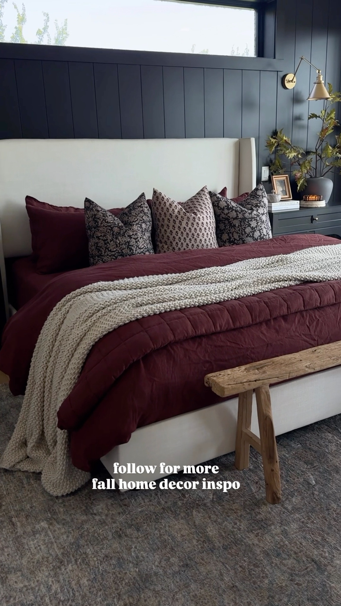 This fall bedroom refresh is full of texture, warmth, and contrast. We layered our favorite burgundy linen bedding set with mixed neutral pillows, added a vintage-look area rug, and let the black shiplap wall do the heavy lifting. Tied together with a wood bench and cozy ambient lighting—everything is linked for you on LTK!


#LTKHome #LTKFindsUnder100 #LTKautumn
