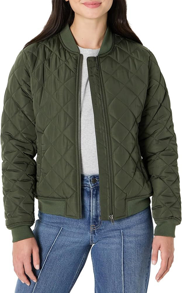 Amazon Essentials Women's Regular-Fit Quilted Bomber Jacket | Amazon (US)