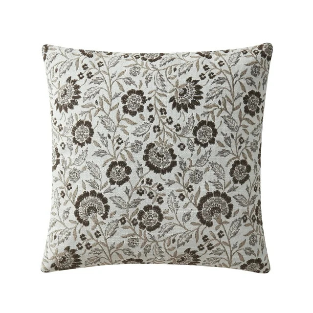 My Texas House 20" x 20" Brown Bel Jacquard Floral Decorative Pillow Cover - Walmart.com | Walmart (US)