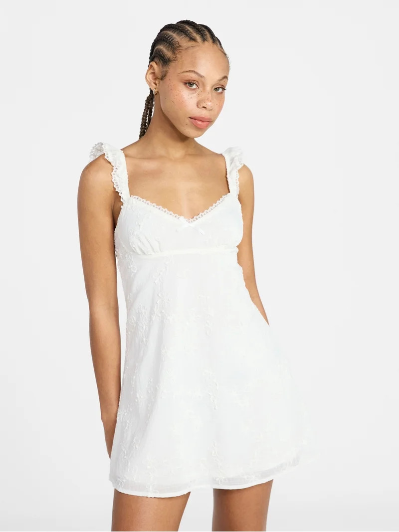 No Boundaries Ruffle Strap Mini Dress, Women's XXS-XXL | Walmart (US)
