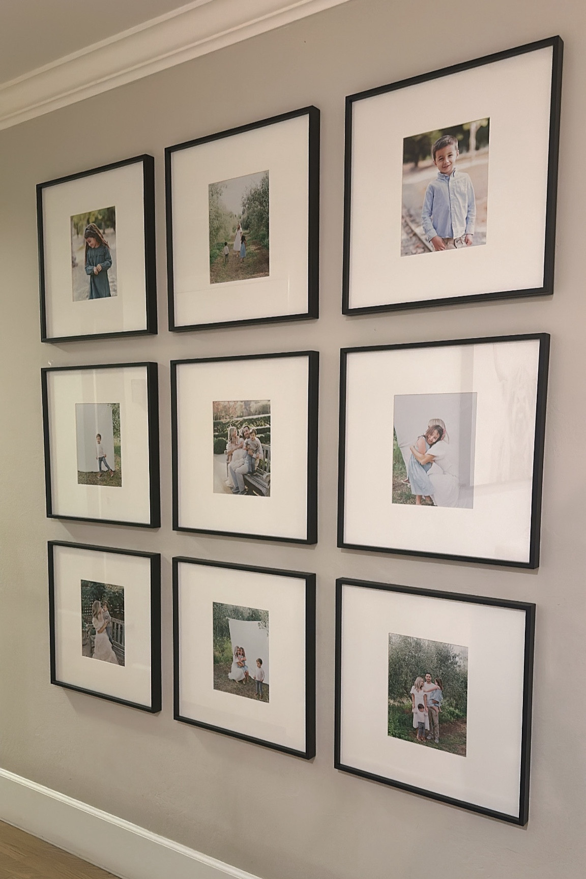 New gallery wall! Love these frames that hold an 8x10 photo and are 18.5” squares in black finish! Great price for great quality frame  