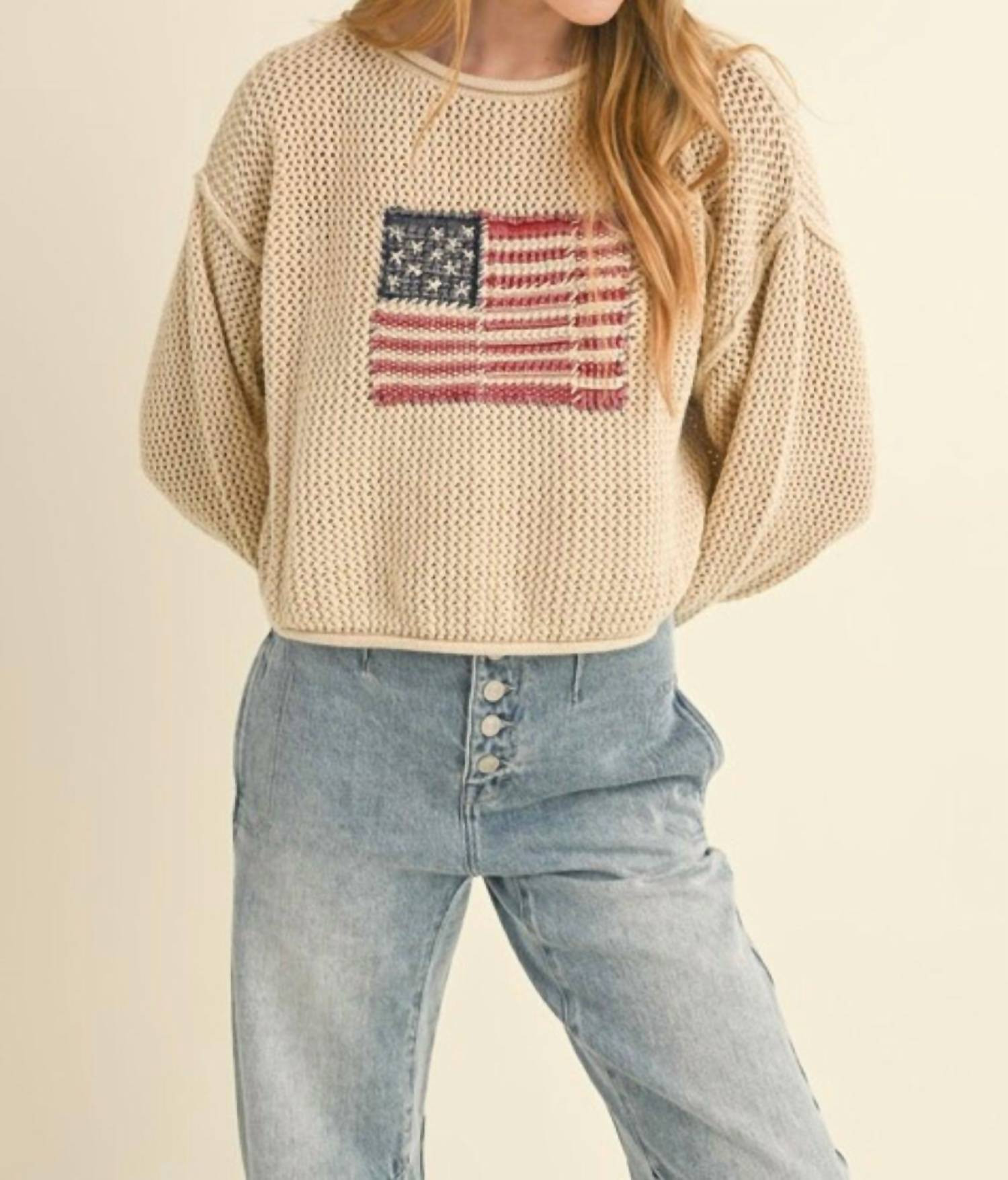 MIOU MUSE Flag Knit Sweater | Walmart (US)
