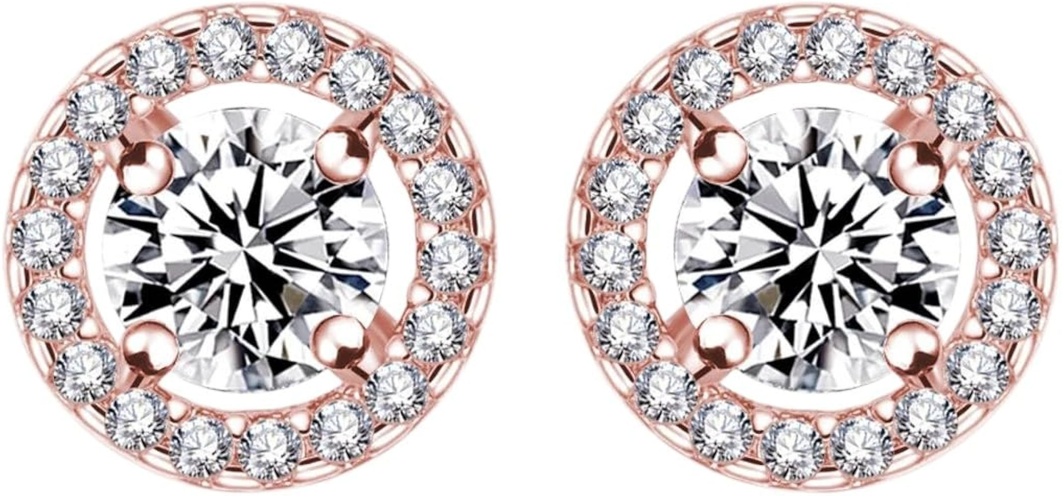 New 2026 Female Luxury Crystal White Stud Earrings Dainty Rose Gold Silver Color Round Vintage We... | Amazon (US)