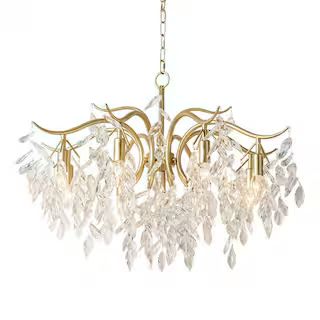 OUKANING 35 in. 9-Light Gold Elegant Luxury Crystal Chandelier 3 Colors Adjustable HG-ZJGJ-5193-1... | The Home Depot