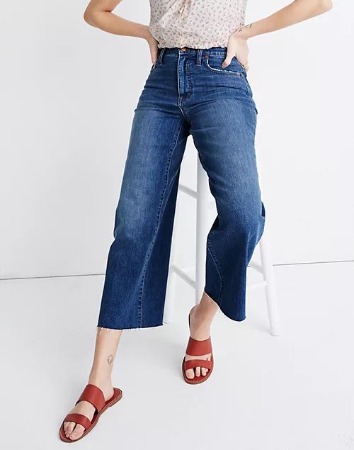 Wide-Leg Crop Jeans in Marsing Wash: Raw-Hem Edition | Madewell