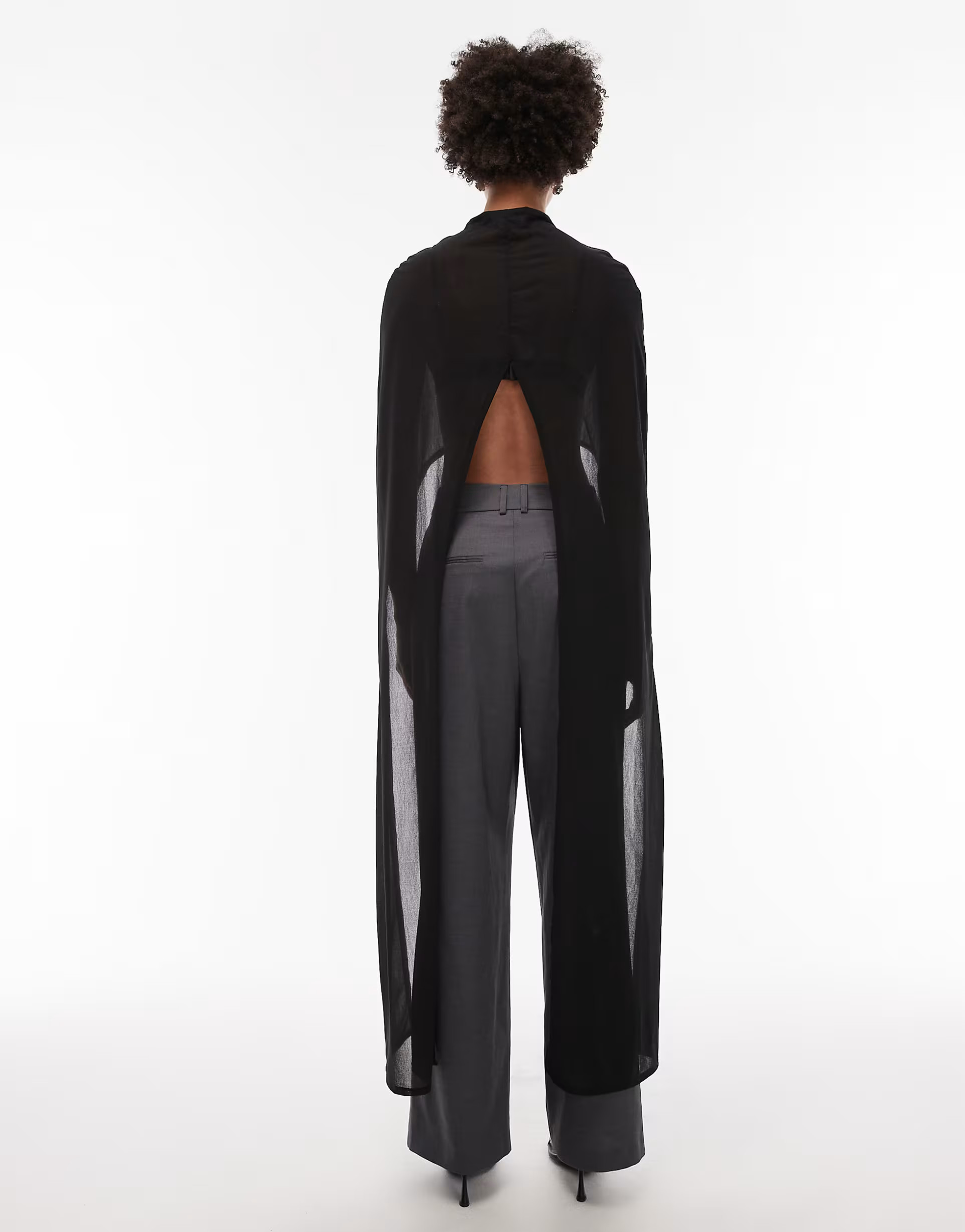 ASOS DESIGN floor length mesh cape top in black | ASOS | ASOS (Global)