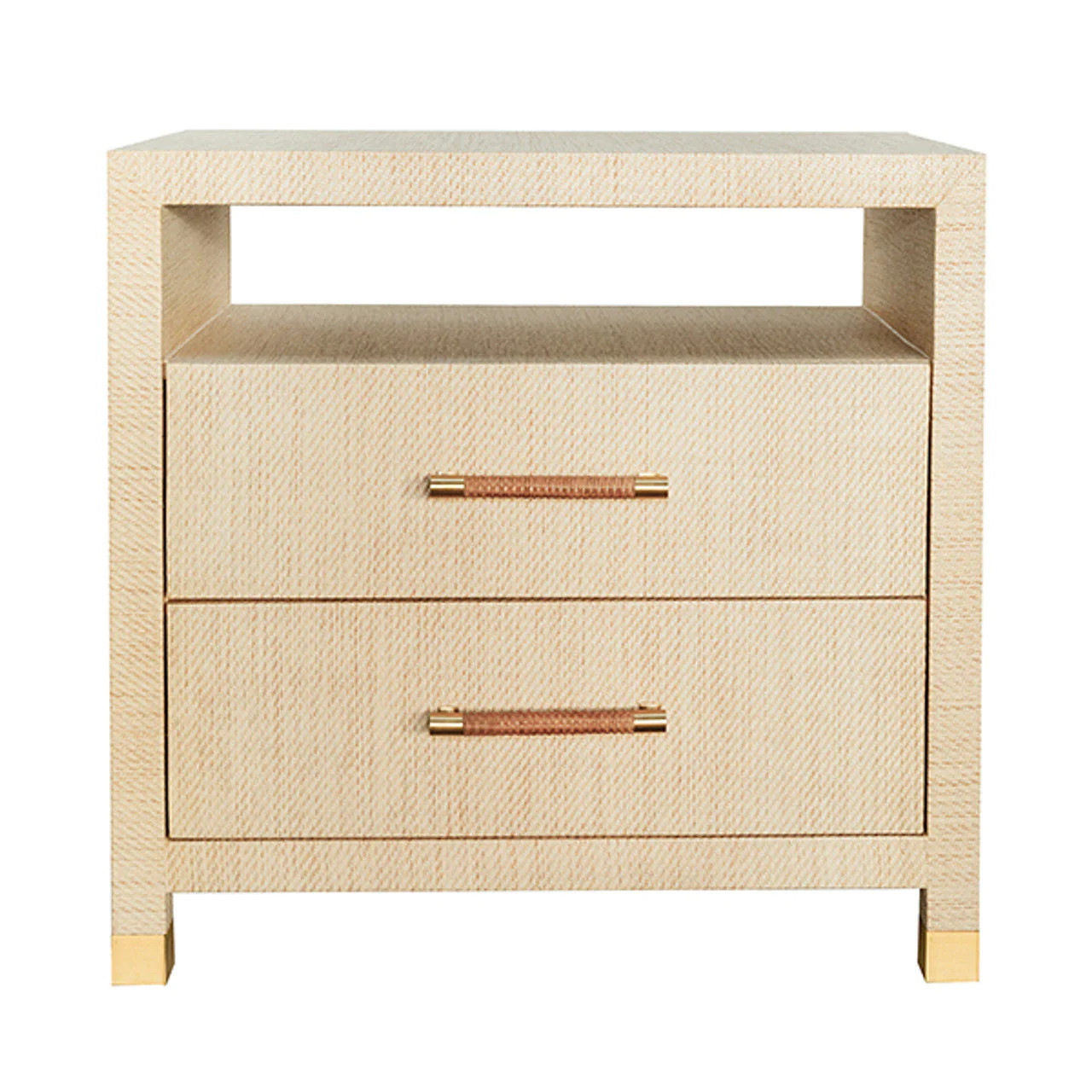 Hancock Two Drawer Side Table With Rattan Wrapped Handles | Burke Decor
