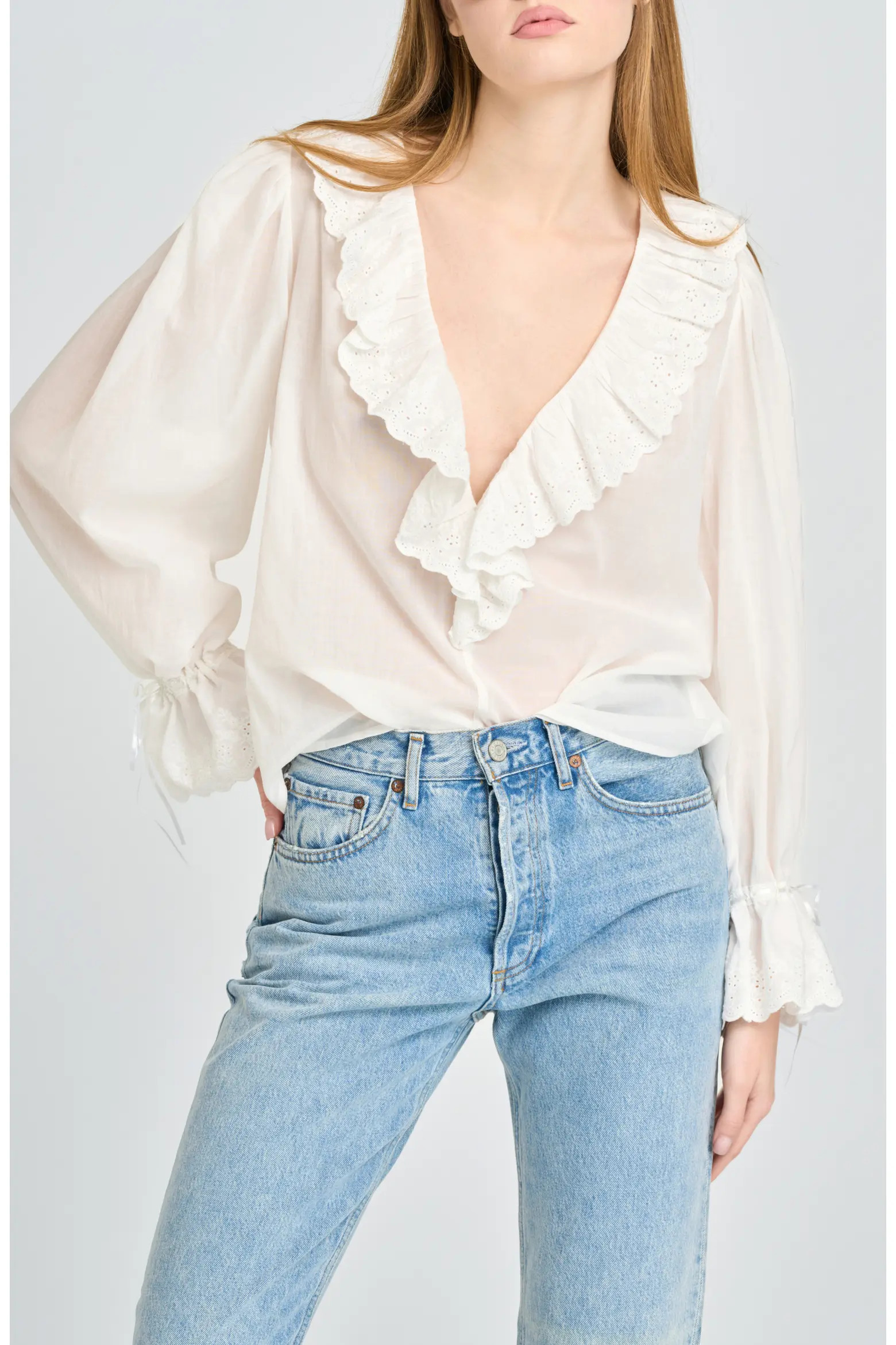 Helena Eyelet Ruffle Cotton Lawn Top (Women) | Nordstrom | Nordstrom