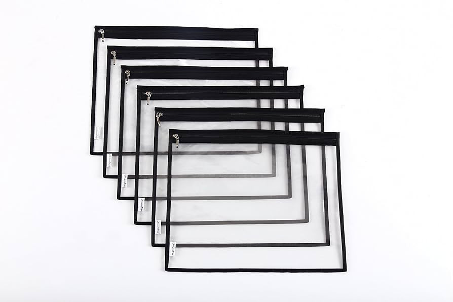 Augbunny Multi-Purpose Water Resisitant Clear PVC Organizer Bag Pouch with Zipper Closure 6-Pack | Amazon (US)