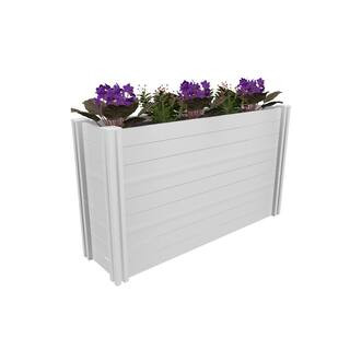 Classic 59 in. x 16 in. x 34 in. White Vinyl Parklette Planter | The Home Depot