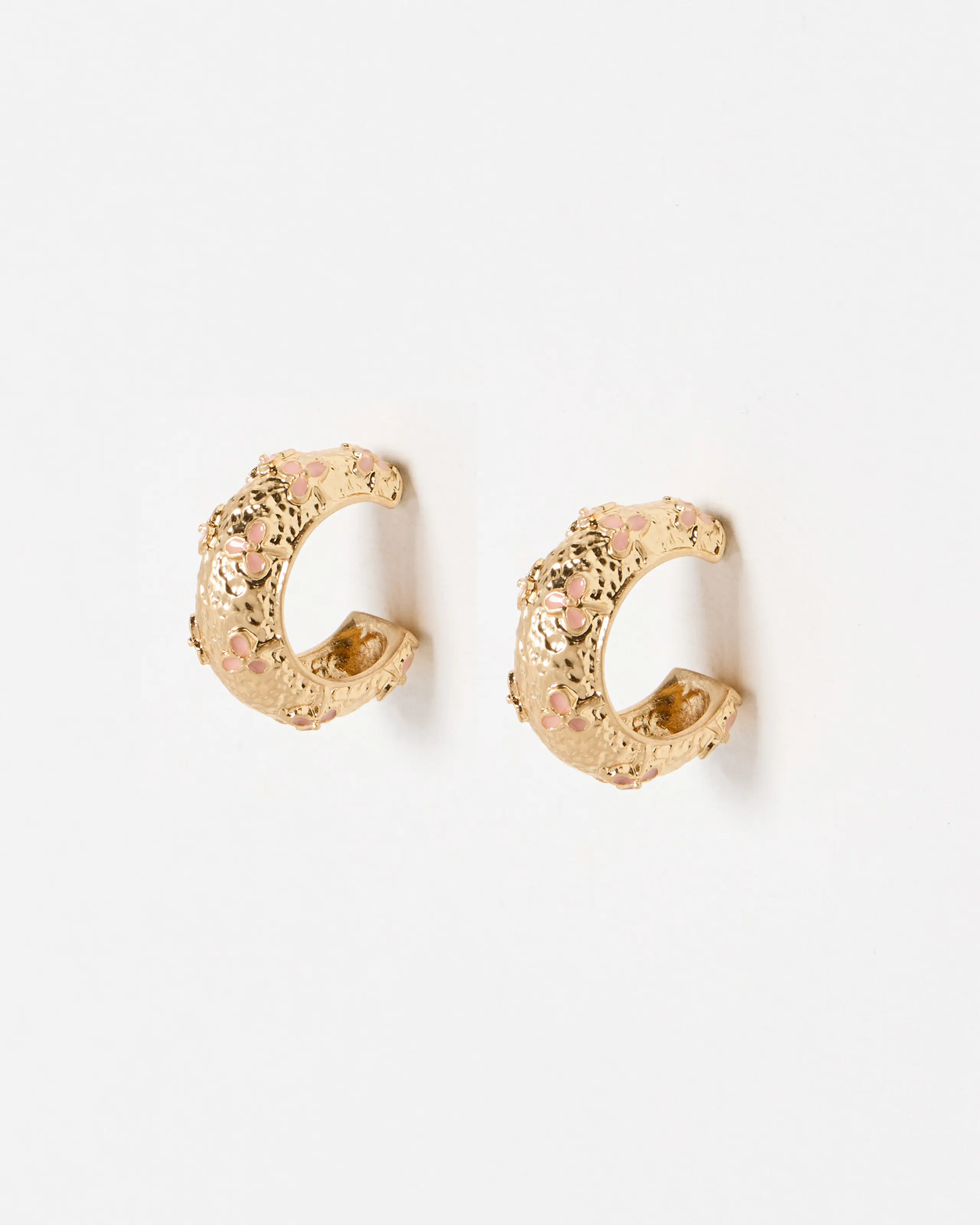 V&A | Oliver Bonas Enamel Flower Gold Tone Hoop Earrings Small | Oliver Bonas | Oliver Bonas (Global)
