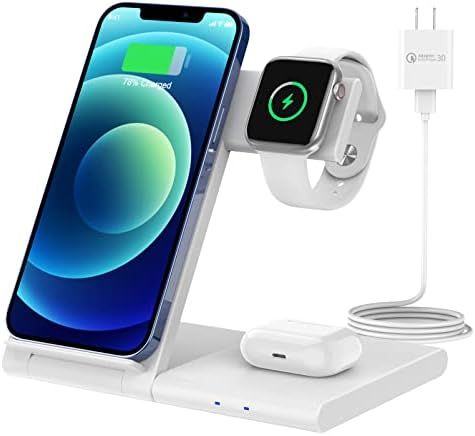 Wireless Charging Station,Foldable 3 in 1 Wireless Charger for Apple Watch 7/6/SE/5/4/3/2/AirPods... | Amazon (US)
