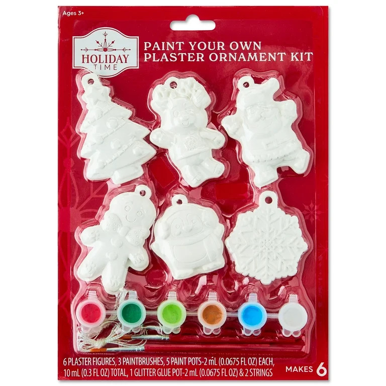 Paint Your Own Plaster Christmas Icons Ornament Kit, 17 Pieces, by Holiday Time | Walmart (US)