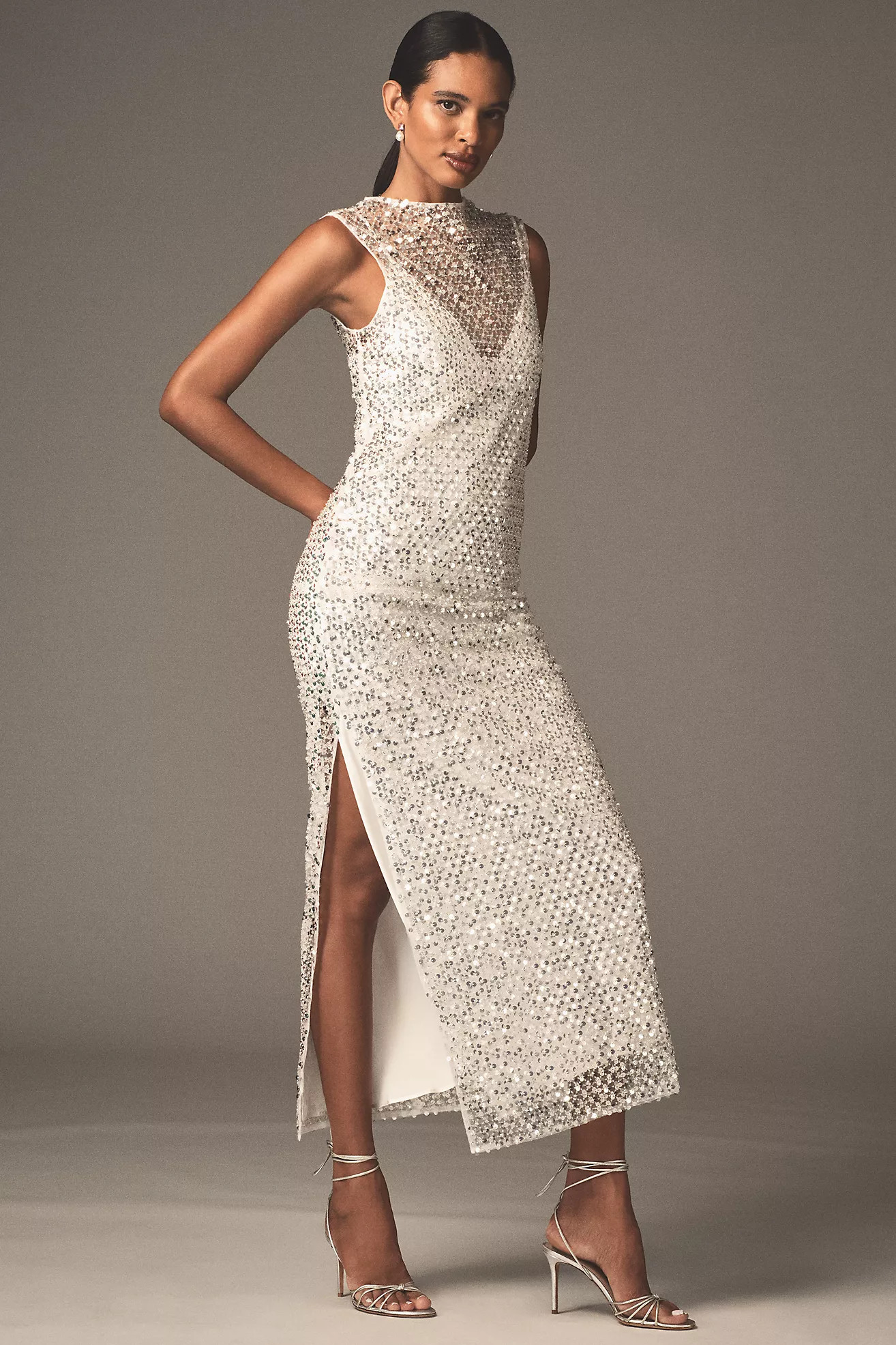 Shona Joy Asteri Sleeveless High-Neck Sequin & Beaded Maxi Dress | Anthropologie (US)