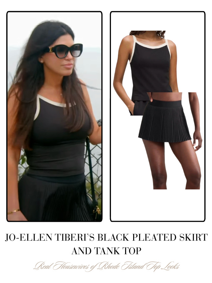 Jo-Ellen Tiberi's Black Pleated Skirt and Tank Top 

 