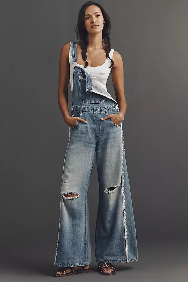 The Adi Lace-Trim Overalls by Pilcro | Anthropologie (US)