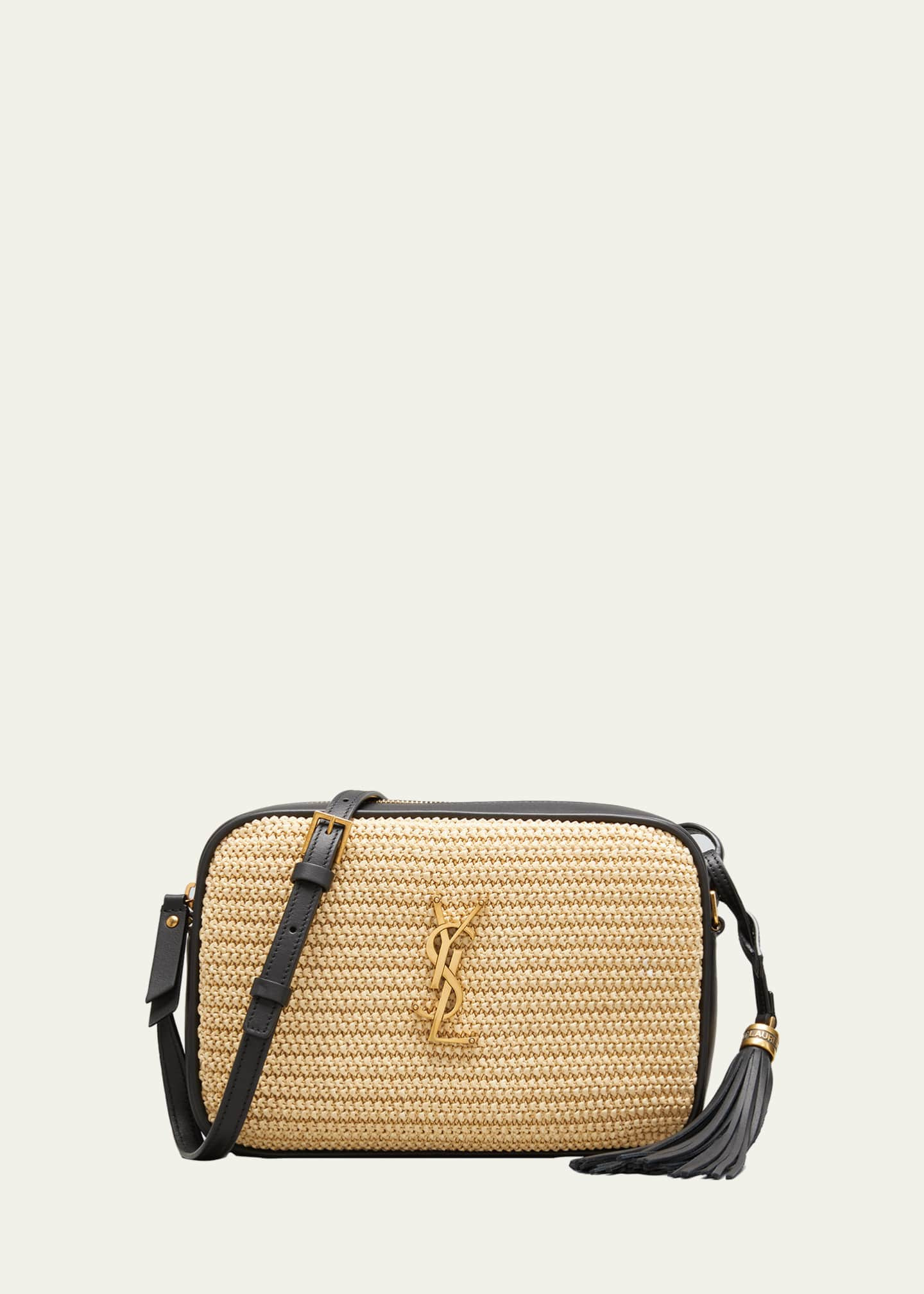 Saint Laurent Lou Medium YSL Monogram Raffia Camera Bag | Bergdorf Goodman
