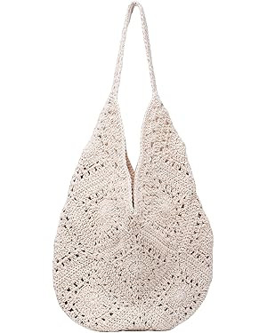 Crochet Beach Bag Beach Bags for Women Soft Summer Beach Tote Woven Purses for Summer Vacation | Amazon (US)