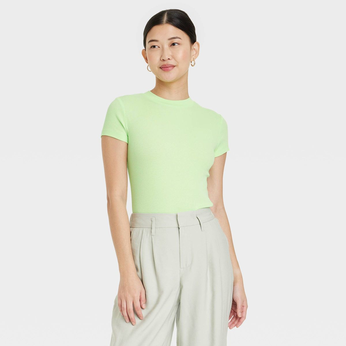 Women's Slim Fit Short Sleeve Ribbed T-Shirt - A New Day™ | Target