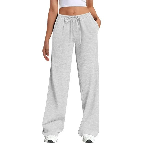 TEMOFON Women's Straight Leg Low rise Sweat Pants Wide Leg Sweatpants Drawstring Elastic Low Wais... | Walmart (US)