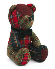 14x10 Heritage Teddy Bear Plaid Pillow | Polyester | Marshalls