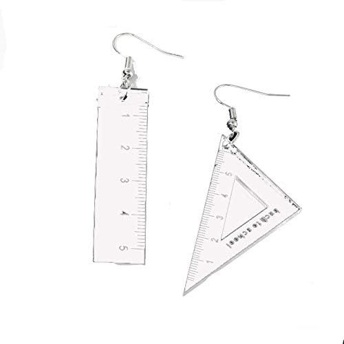 RUIZHEN Unique Asymmetrical Math Compass Triangle Ruler Students Dangle Earrings Math Teacher Jew... | Amazon (US)