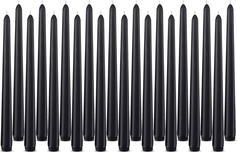 Arosky 20 Pack Black Taper Candles, 7-8 Hours Burn Time, Unscented, Smokeless and Dripless, 4/5 x... | Amazon (US)
