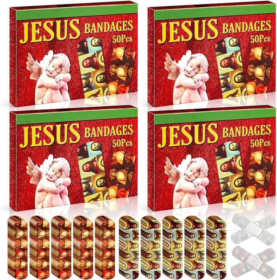 Timgle Christmas Jesus Bandages Christmas Adhesive Bandage Waterproof First Aid Bandages with Box... | Amazon (US)
