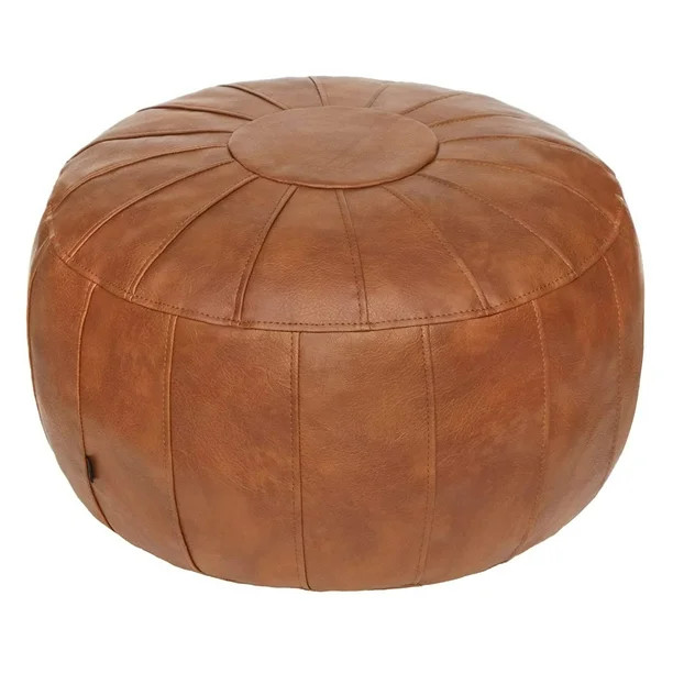 Thgonwid 21.7*13.7 inch Indoor Vegan Leather Pouf, Light Brown | Walmart (US)