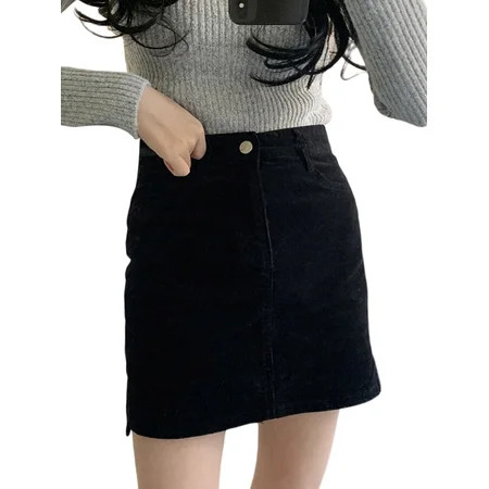 Autumn Women Half Dress High Waist Wrap Spring Fall Slim Corduroy Skirt With Pockets | Walmart (US)